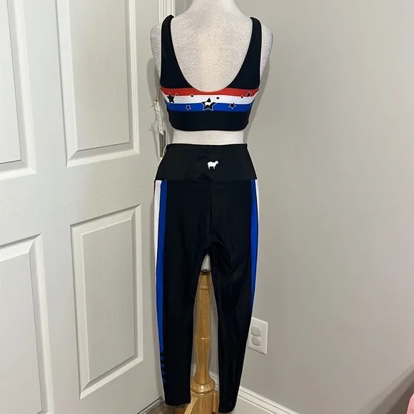 Goldsheep red, white and blue, stars & stripesblack 2 piece workout set